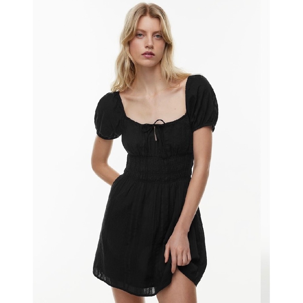 Aritzia Sunday's Best Black Kay Short Sleeve Organic Cotton Mini Dress Medium